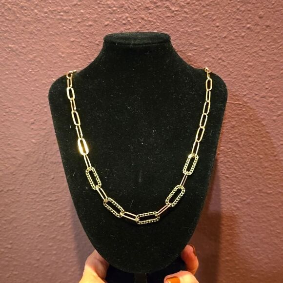 PAPERCLIP NECKLACE, 316 S Steel! Emerald Rhinestones, NWOT! - Picture 1 of 6